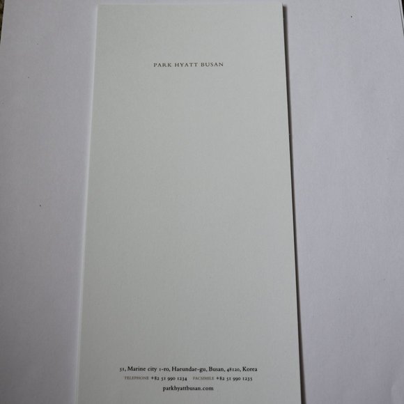 Park Hyatt Busan Luxury Hotel Notepad Note Pad Stationary 7" x 4" 10 Loose Sheet - Picture 1 of 1